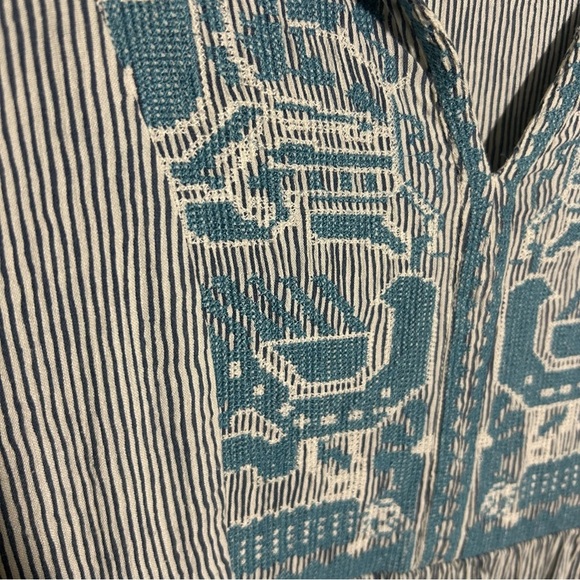 Sundance Time On Your Side Stripped Embroidered Tunic Blouse Boho Size Medium - Picture 5 of 13